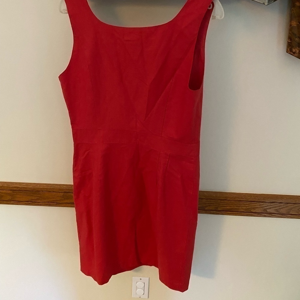Laura Ashley Vintage Red sleeveless Dress with bow size 12 - Picture 7 of 10